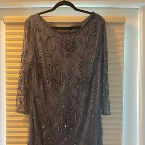 Pisarro Nights Beaded Overlay evening dress